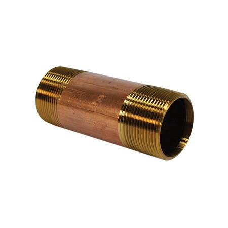 Jones Stephens 1-1/4in. x 6in. Red Brass Pipe Nipple N27010